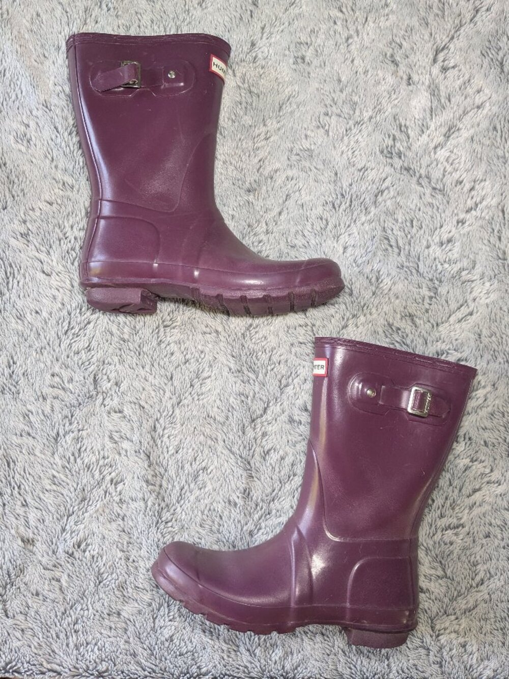 Hunter Purple Short Rain boots Glossy Size 8